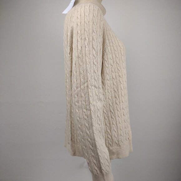 NWOT Lands' End beige cable knit turtleneck pullover sweater XL Petite - Picture 3 of 9